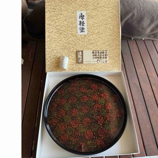 新品　未使用　津軽塗　盆　丸盆　お盆　伝統工芸　漆器　津軽塗り(漆芸)