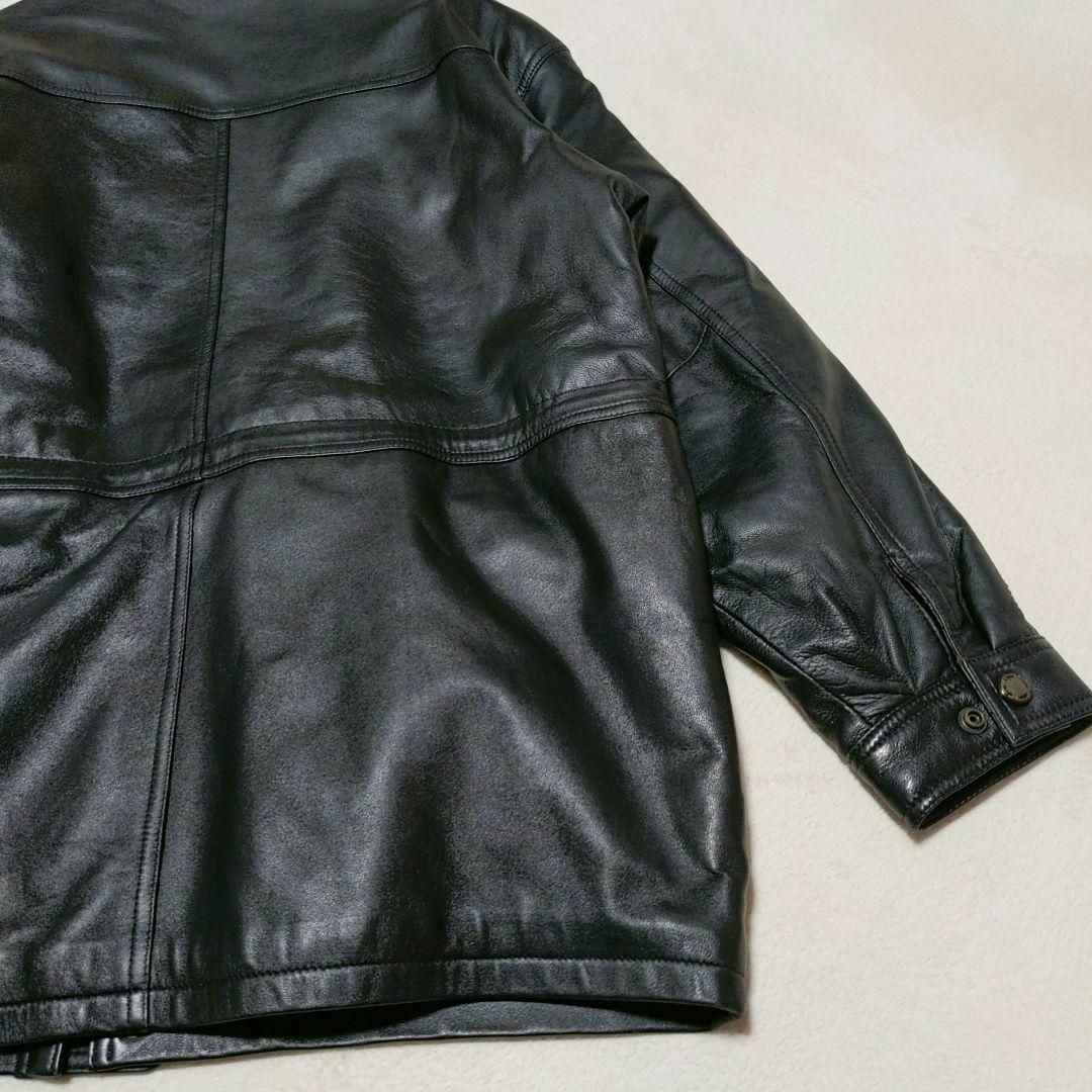 【ヴィンテージ】（XXL）レザージャケット ボア ビッグシルエット 無地 防寒 メンズのジャケット/アウター(レザージャケット)の商品写真