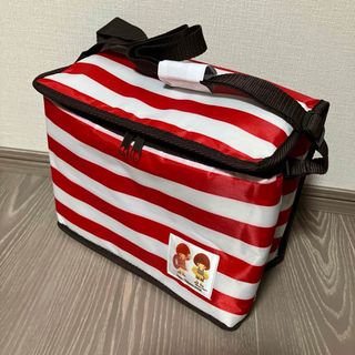 クーラーバッグ　赤　ボーダー　あだちなみ　保冷バッグ　エコバッグ　お弁当バッグ(エコバッグ)