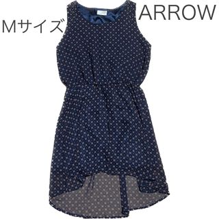 ARROW - ARROW 総柄ノースリーブワンピース　紺色