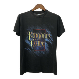 80年代 USA製 KINGOM COME キングダム・カム ワールドツアー 1988 半袖Ｔシャツ バンドT ブラック (メンズ MEDIUM) 中古 古着 Q6201(Tシャツ/カットソー(半袖/袖なし))