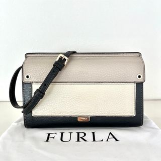 フルラ(Furla)の美品【FURLA】ライク ミニクロスボディ／ブラック・オフホワイト・グレージュ(ショルダーバッグ)