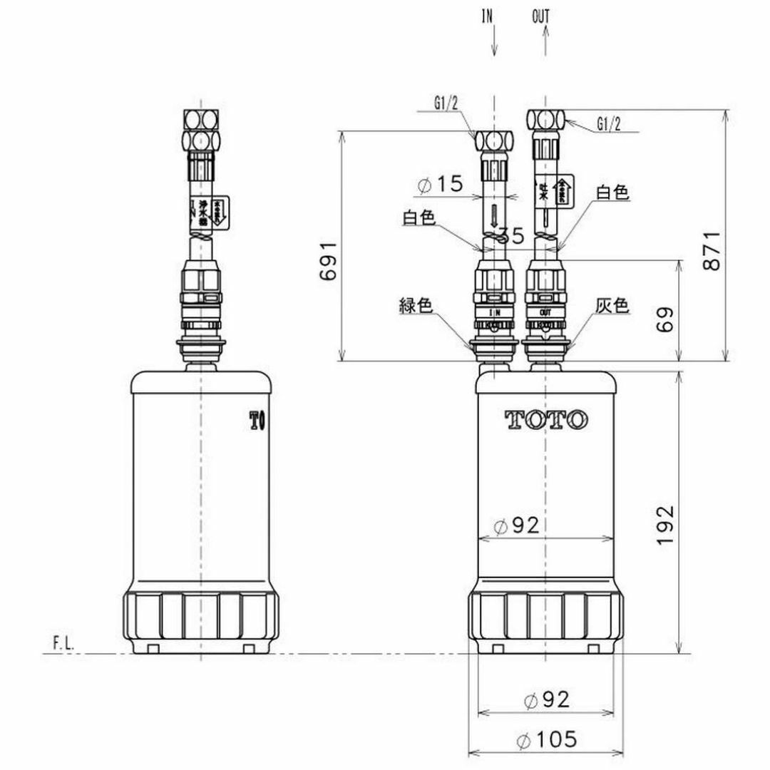 パターン名:単品TOTO 浄水器 TK302B2 インテリア/住まい/日用品のキッチン/食器(浄水機)の商品写真