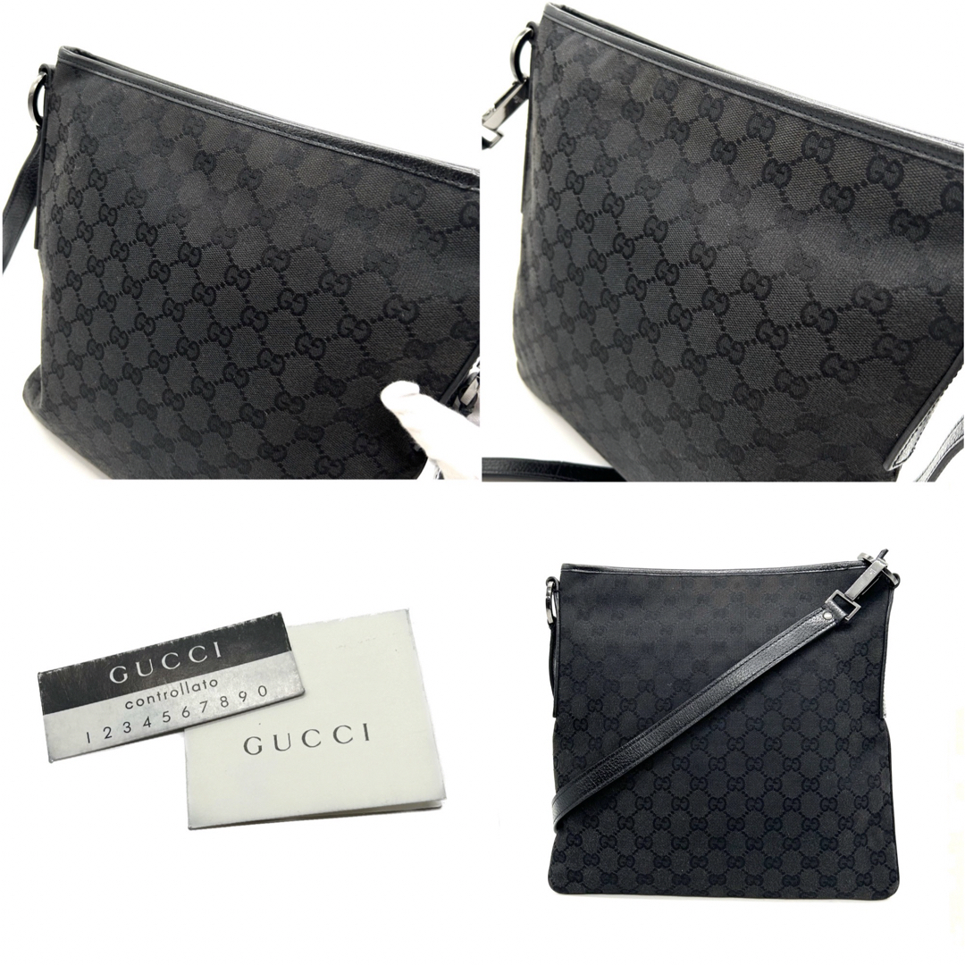 Gucci(グッチ)のGUCCI グッチ　GGキャンバス　ショルダーバッグ　113013 ブラック レディースのバッグ(ショルダーバッグ)の商品写真