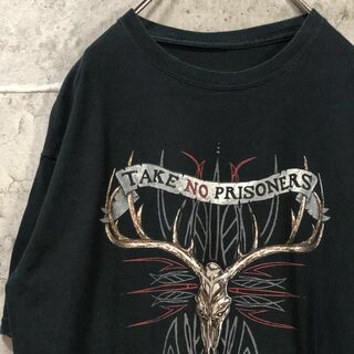 TAKE NO PRISONERS 鹿角 ロック系 アメリカ古着 Tシャツ(Tシャツ/カットソー(半袖/袖なし))