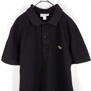 ラコステ(LACOSTE)のフレンチラコステ　ポロシャツ　半袖　刺繍ロゴ　シェルボタン　ブラック　L(ポロシャツ)