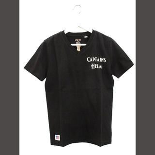 キャプテンズヘルム Vネック Tシャツ ロゴ プリント S 黒 トップス 半袖(Tシャツ/カットソー(半袖/袖なし))