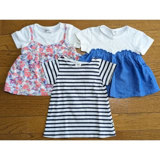 アカチャンホンポ(アカチャンホンポ)の【まとめ売り／3枚セット】半袖Tシャツ　チュニック　重ね着風　ドッキング　80(Ｔシャツ)