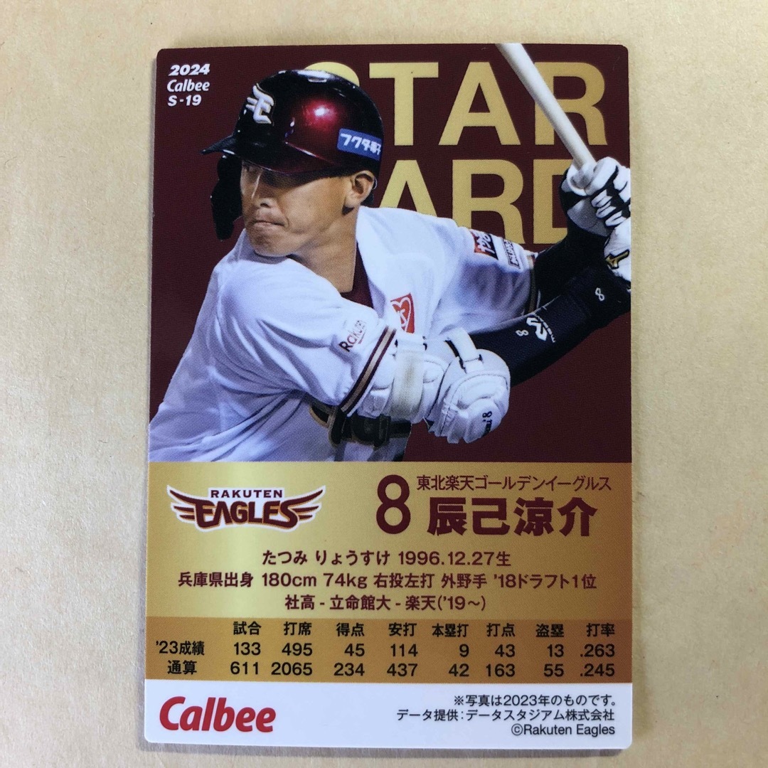 カルビー(カルビー)のカルビープロ野球チップスカード スターカード 辰己涼介 エンタメ/ホビーのトレーディングカード(シングルカード)の商品写真