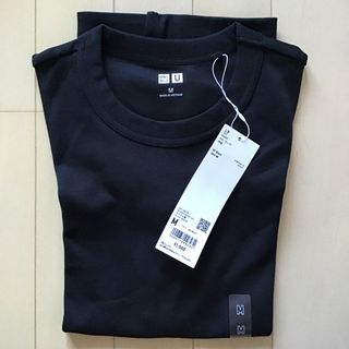 ユニクロ(UNIQLO)のユニクロU クルーネックT（半袖）　黒　WOMEN M(Tシャツ(半袖/袖なし))