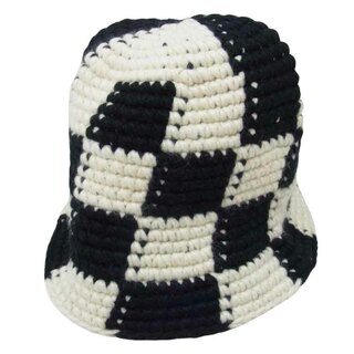 ステューシー(STUSSY)のSTUSSY ステューシー 帽子 Checker Knit Bucket Hat チェッカー ニット バケット ハット ブラック系【美品】【中古】(その他)