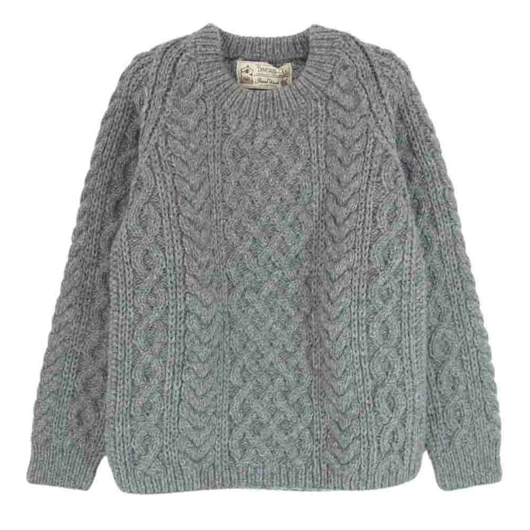 INVERALLAN(インバーアラン)のINVERALLAN インバーアラン 茶タグ 英国製 1A CREW-NECK KNIT ウール ケーブル ニット セーター グレー系 サイズ表記無【中古】 メンズのトップス(ニット/セーター)の商品写真