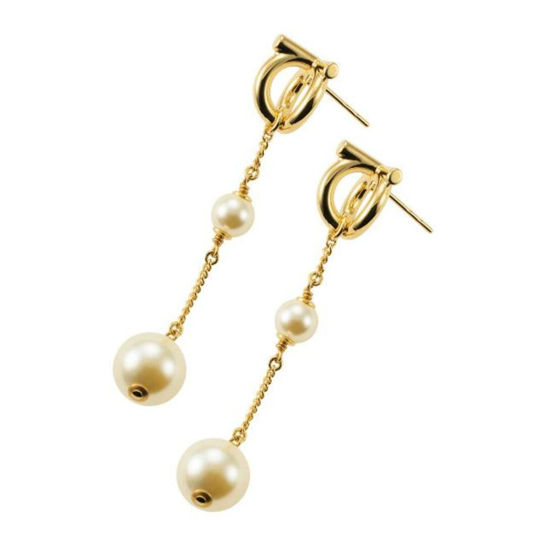 Ferragamo(フェラガモ)の新品 フェラガモ FERRAGAMO ピアス 3D SHORT EARRINGS オロ キアーロ/パール レディースのアクセサリー(ピアス)の商品写真