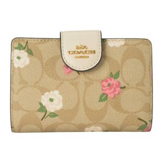 コーチ(COACH)の新品 コーチ COACH 2つ折り財布 ミディアム コーナー ジップ ウォレット ライトカーキマルチ(財布)