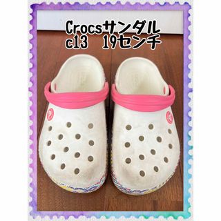 クロックス(crocs)のCrocsサンダル　クロックス　ピンク　白　キッズ　サンダル　プールサンダル(サンダル)