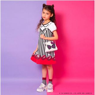 新品未使用　HELLO KITTY 50thストライプローズカットOP 150