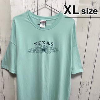 USA古着　Tシャツ　XLサイズ　ライトブルー　水色　テキサス　プリント　ロゴ(Tシャツ/カットソー(半袖/袖なし))