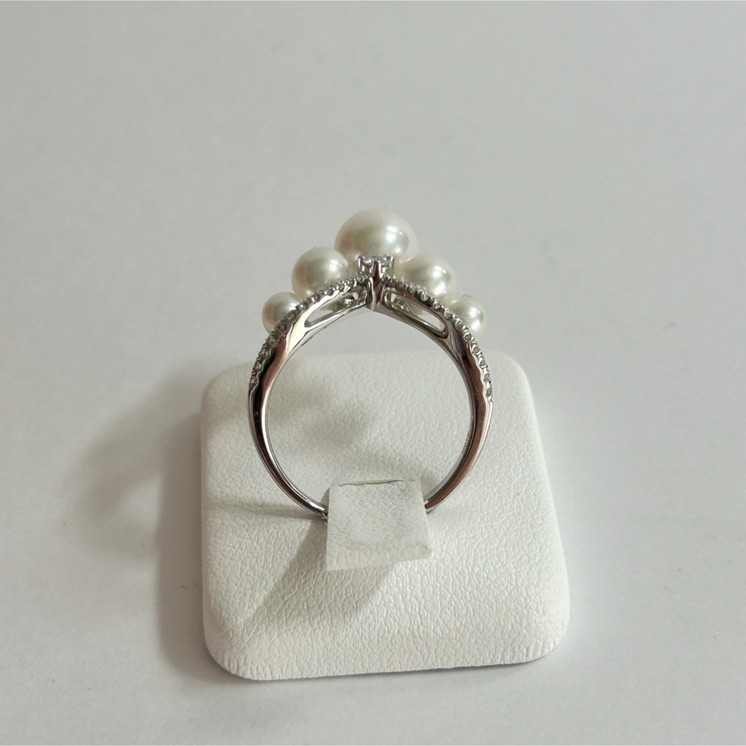 k18WGあこや真珠天然ダイヤモンドリング レディースのアクセサリー(リング(指輪))の商品写真