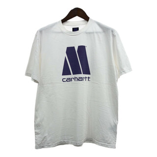 カーハート(carhartt)のCarhartt カーハート × MOTOWN モータウン レコード 半袖Ｔシャツ ロゴ ホワイト (メンズ XL) 中古 古着 Q6207(Tシャツ/カットソー(半袖/袖なし))