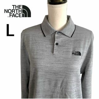 ザノースフェイス(THE NORTH FACE)のノースフェイス 長袖 ポロシャツ ストレッチシャツ メンズ L グレー(ポロシャツ)