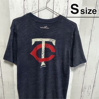 メジャーリーグベースボール(MLB)のUSA古着　Tシャツ　S　ネイビー　紺　MLB　ミネソタツインズ　プリント　ロゴ(Tシャツ/カットソー(半袖/袖なし))