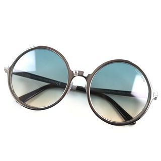 トムフォード(TOM FORD)の極美品○TOM FORD トムフォード Ava-02 TF572 14W Ava ロゴ入り グラデーション サングラス シルバー ブラウン 57□21 140 イタリア製 ユニセックス(サングラス/メガネ)