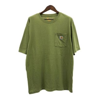 カーハート(carhartt)のCarhartt カーハート ポケット 半袖Ｔシャツ ワンポイントロゴ グリーン (メンズ XL) 中古 古着 Q6208(Tシャツ/カットソー(半袖/袖なし))