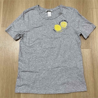 エイチアンドエム(H&M)のH&M  Tシャツ　レモン　刺繍　XS グレー(Tシャツ(半袖/袖なし))