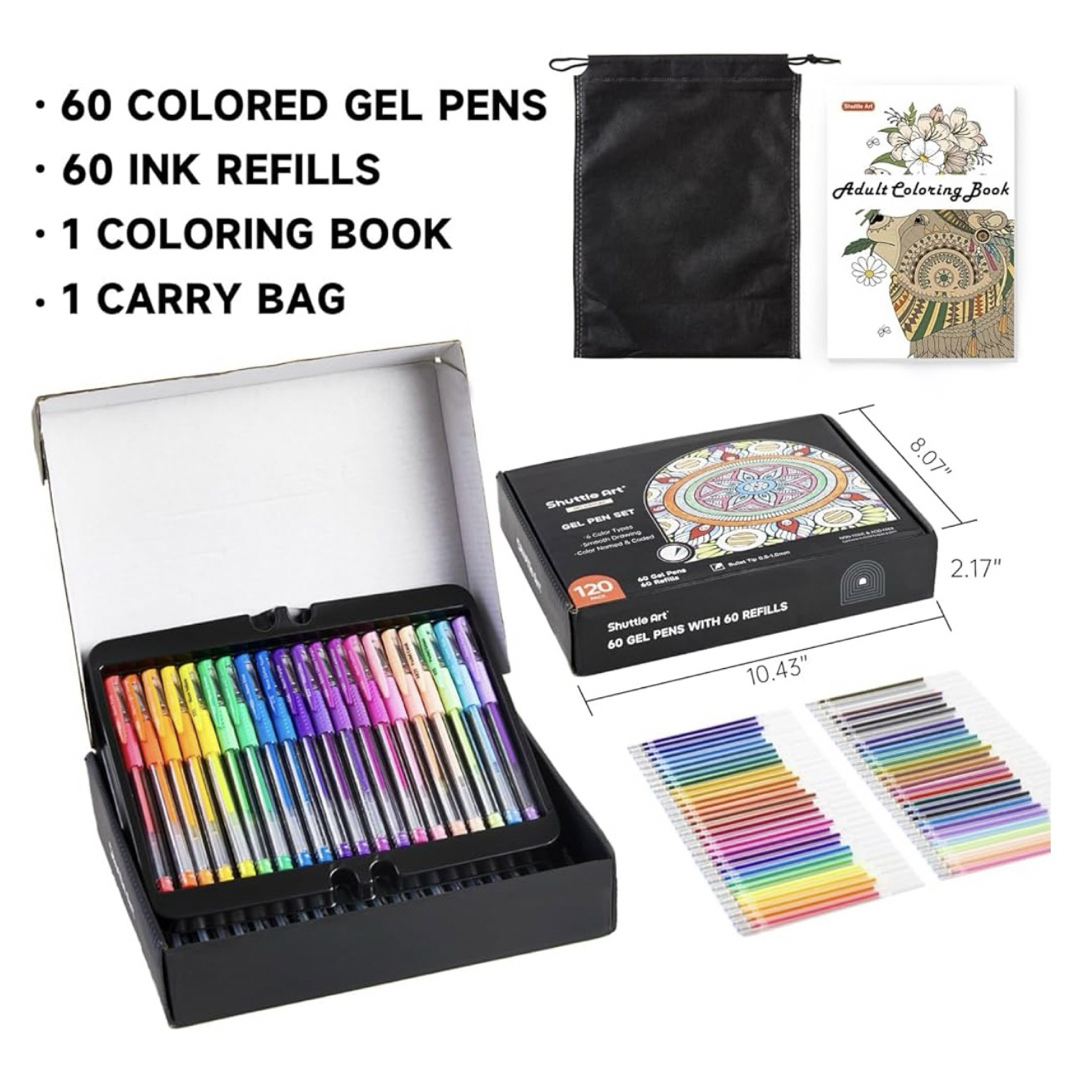 【 新品 】 ジェルカラーボールペン60色セット+60色替芯 エンタメ/ホビーのアート用品(カラーペン/コピック)の商品写真