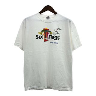 SIXFLAGS ルーニー・チューンズ バックス・バニー 半袖Ｔシャツ アニメT キャラクター ホワイト (メンズ L) 中古 古着 Q6213(Tシャツ/カットソー(半袖/袖なし))