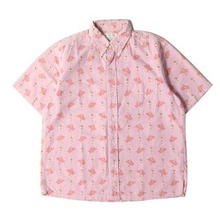 サンサーフ(Sun Surf)のSUN SURF サンサーフ シャツ サイズ:XL 18SS フラガール ストライプ オックスフォード ボタンボタン 半袖シャツ HULA STRIPE ピンク 東洋 トップス カジュアルシャツ【メンズ】【中古】(シャツ)