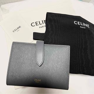 セリーヌ(celine)のセリーヌ　CELINE  ストラップ　ウォレット ニつ折り 財布 レザー　グレー(財布)