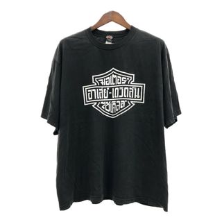 ハーレーダビッドソン(Harley Davidson)のHARLEY DAVIDSON ハーレーダビッドソン タイ 半袖Ｔシャツ 大きいサイズ ロゴ ブラック (メンズ 2XL) 中古 古着 Q6215(Tシャツ/カットソー(半袖/袖なし))