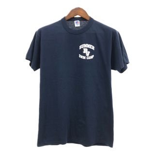 90年代 USA製 RUSSELL ATHLETIC ラッセル 半袖Ｔシャツ ワンポイント ネイビー (メンズ M) 中古 古着 Q6216(Tシャツ/カットソー(半袖/袖なし))