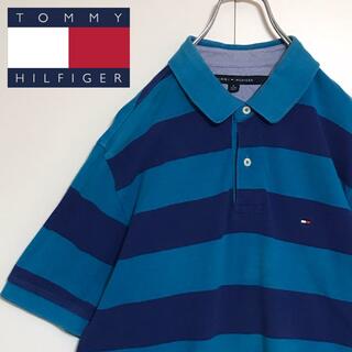 トミーヒルフィガー(TOMMY HILFIGER)の【ビッグサイズ】トミーヒルフィガー  ロゴ入りポロシャツ　ボーダー　A1162(ポロシャツ)