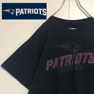 【アメフト】NFL ペイトリオッツ　ロゴ入りTシャツ　ブラック　人気L H840(Tシャツ/カットソー(半袖/袖なし))