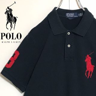 ポロラルフローレン(POLO RALPH LAUREN)の【色落ち感◎】ポロバイラルフローレン　刺繍ロゴ入りポロシャツ　ブラック　H789(ポロシャツ)