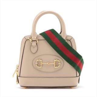 グッチ(Gucci)のグッチ  レザー  ベージュ レディース ハンドバッグ(ハンドバッグ)