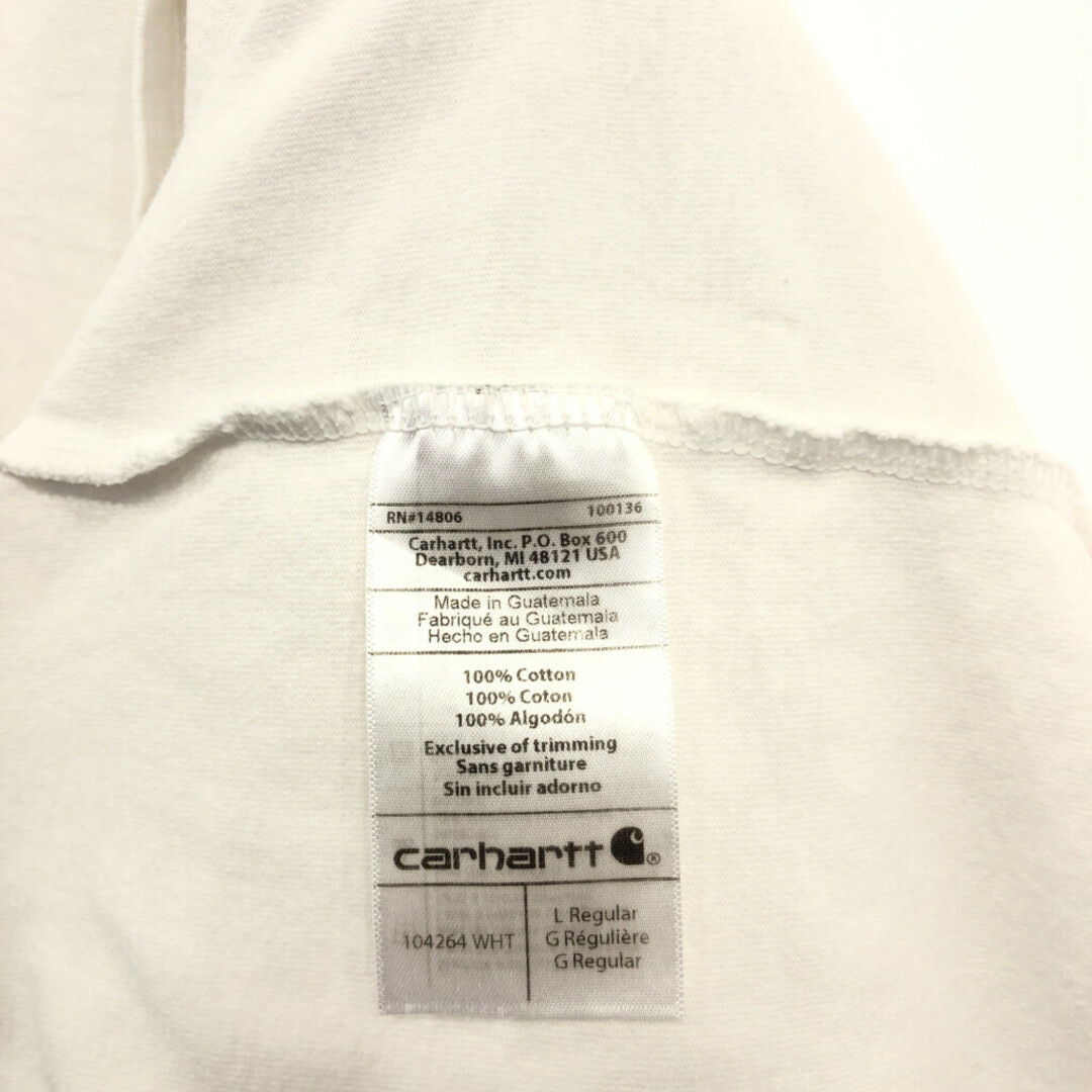 carhartt(カーハート)のCarhartt カーハート 無地 半袖Ｔシャツ ホワイト (メンズ L) 中古 古着 Q6219 メンズのトップス(Tシャツ/カットソー(半袖/袖なし))の商品写真