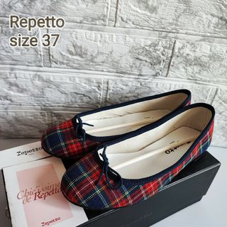 レペット(repetto)のRepetto バレリーナフラットシューズ 23.5cm チェック柄(バレエシューズ)