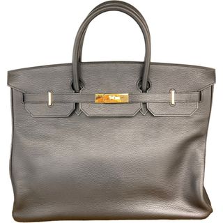 エルメス(Hermes)の　エルメス HERMES バーキン40 □F刻 ブラック×GD金具 アルデンヌ メンズ ハンドバッグ(その他)