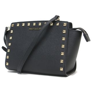 マイケルコース(Michael Kors)の美品 MICHAEL KORS マイケルコース バッグ ショルダー ブラック 黒 レザー ファスナー スタッズ 肩掛け カバン メッセンジャーバッグ【レディース】【中古】(ショルダーバッグ)