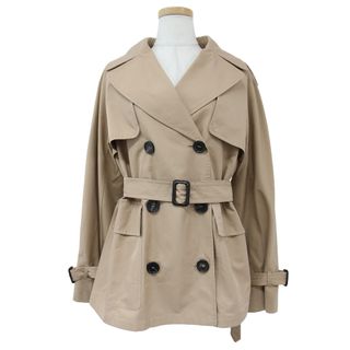 マックスマーラ(Max Mara)の美品 Max Mara マックスマーラ コート ショート ベージュ 40(M) コットン 綿 トレンチコート ダブル ボタン ベルト アウター ジャケット【レディース】【中古】(トレンチコート)