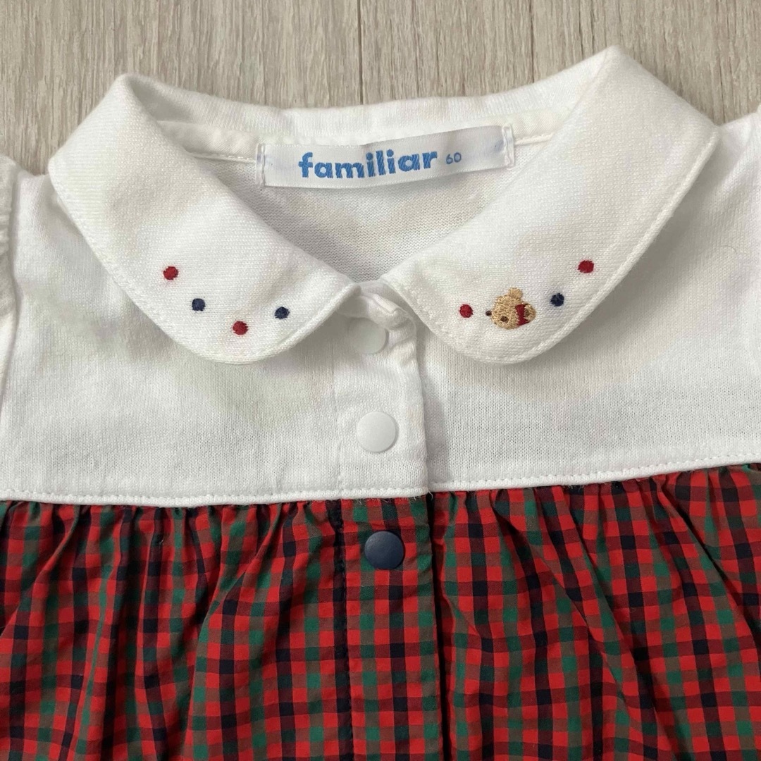 familiar(ファミリア)のファミリア 半袖ロンパース 60 チェック キッズ/ベビー/マタニティのベビー服(~85cm)(ロンパース)の商品写真