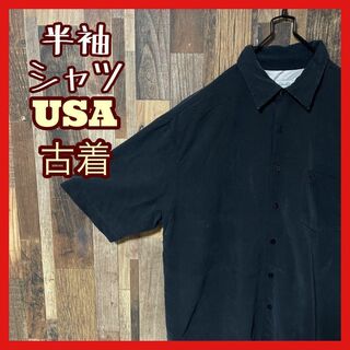 メンズ ネイビー L 無地 シャツ USA古着 90s 半袖(シャツ)