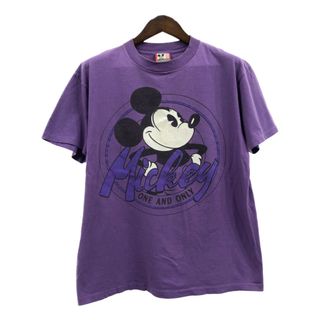 ディズニー(Disney)の90年代 USA製 Disney ディズニー ミッキーマウス 半袖Ｔシャツ キャラクター パープル (メンズ S) 中古 古着 Q6223(Tシャツ/カットソー(半袖/袖なし))