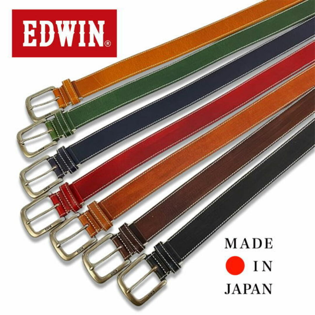 イエロー EDWIN エドウイン 1173 日本製 手染め ステッチ ベルト メンズのファッション小物(ベルト)の商品写真