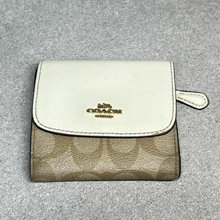 コーチ(COACH)のコーチ シグネチャー 三つ折り財布 ウォレット アイボリー ベージュ(財布)