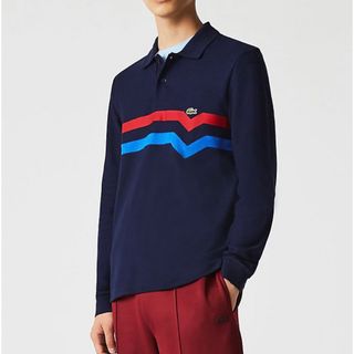 ラコステ(LACOSTE)の美品　LACOSTE ラコステ　仏製切替ラインオーガニックコットンポロシャツ2(ポロシャツ)