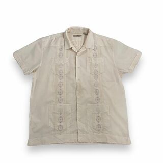 havanera キューバシャツ 半袖 XL 古着 海外 刺繍 ベージュ(Tシャツ/カットソー(半袖/袖なし))